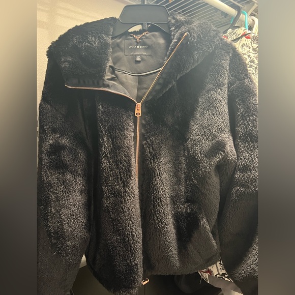Lucky Brand Black Faux Fur Jacket - Picture 3 of 5